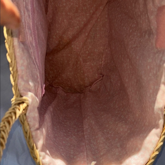 Tropical Woven Tote Bag with Sequined Flamingo Palm Tree Design - Picture 11 of 16